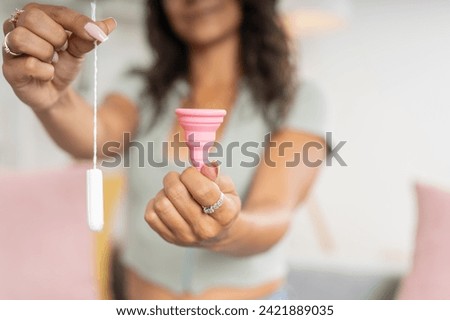 Similar – Foto Bild Silikon-Menstruationstasse mit Tampons.weibliches intimes alternatives gynäkologisches Hygiene-Konzept