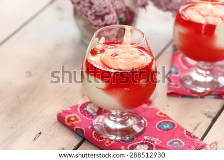 cottage cheese dessert with syrup a grenadine