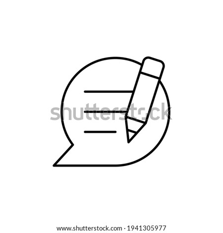 Write message icon in flat black line style, isolated on white 