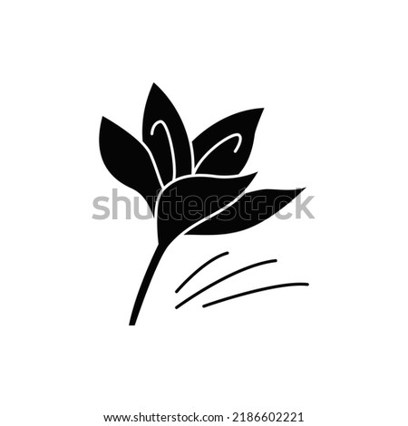 Saffron icon in black flat glyph, filled style isolated on white background