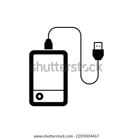 Portable hdd, usb drive removable storage icon in black flat glyph, filled style isolated on white background