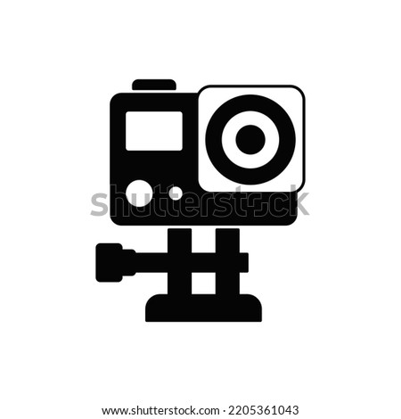 Action Camera icon in black flat glyph, filled style isolated on white background