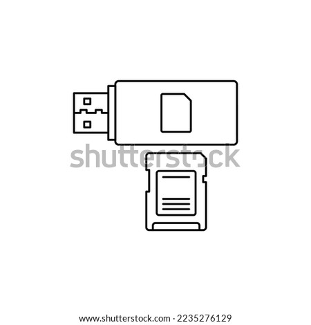 Card reader  icon in line style icon, isolated on white background