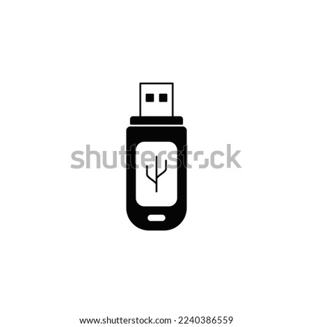 USB Bluetooth icon in black flat glyph, filled style isolated on white background