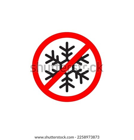 Freezing is prohibited sign isolated on white background. Red round sign with black snowflake icon. No frost symbol. Forbidden sign. Ban cooling. Do not refrigerate insignia. Stock vector illustration