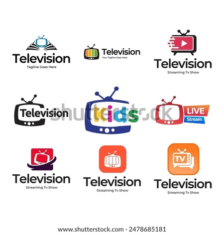 Creative media television vector logo design template