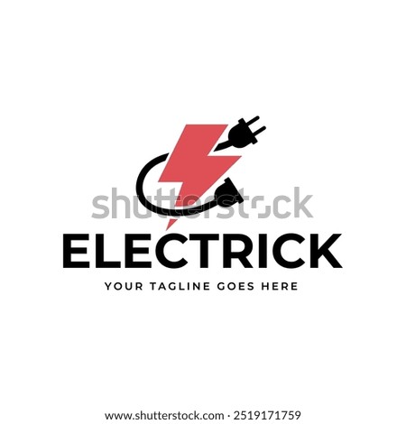 Electrical power plug logo. Current and voltage symbol.