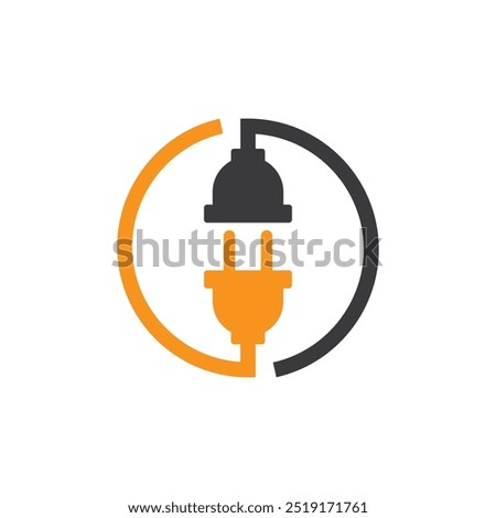 Electrical power plug logo. Current and voltage symbol.