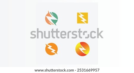 Set of Thunder logo design vector template. Thunder Electric Ligthning Bolt Logo.