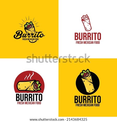 set of burrito food logo template