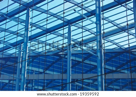 cool blue glass office building
