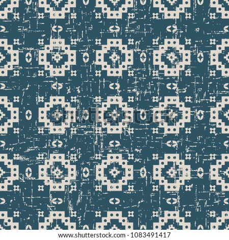 Worn out antique seamless background Square Round Check Geometry Cross, Ideal for wallpaper decoration or greeting card design template.