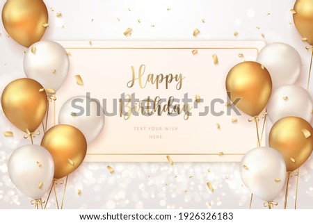 Elegant golden ballon Happy Birthday celebration card banner template