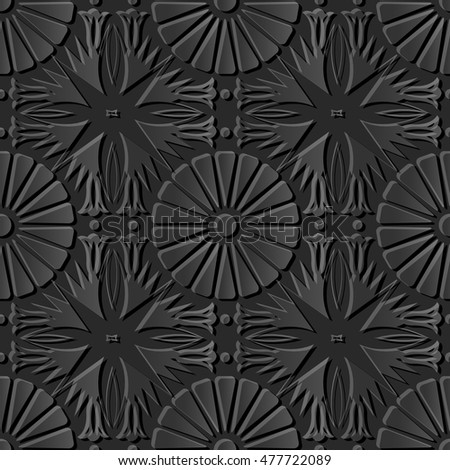 Dark 3D paper art 538 round flower point leaf cross
