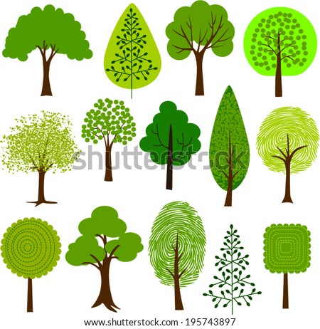 Tree Clip Art 2 Stock Vector Illustration 195743897 : Shutterstock