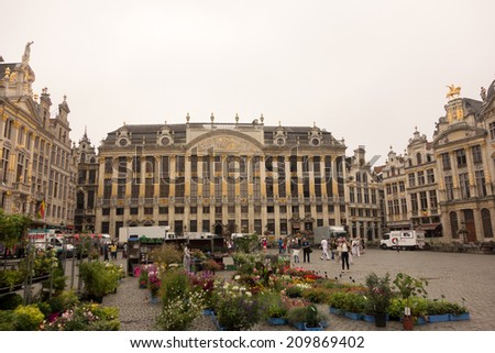 BRUSSELS, BELGIUM - JULY 23: Houses of the famous Grand Place on July 23, 2014, Brussels, Belgium. Grand Place was named by UNESCO as a World Heritage Site in 1998.
