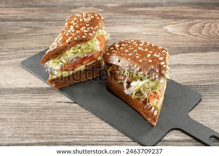 Image, Stock Photo Vegan sandwich with avocado in male hands