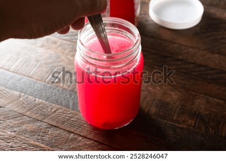 Similar – Image, Stock Photo pink plastic scoop and cleaning brush on a yellow background