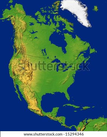 North America map with ocean