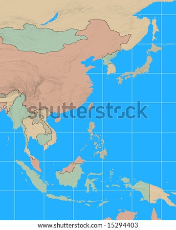 Southeast Asia map with country boundaries
