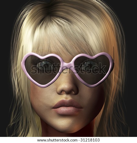 digital rendering of a girls face with sunglasses