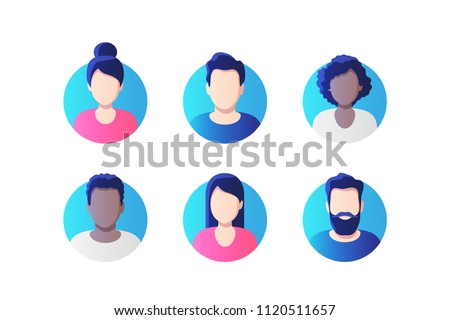 Avatar profile picture icon set including male and female. Vector illustration.