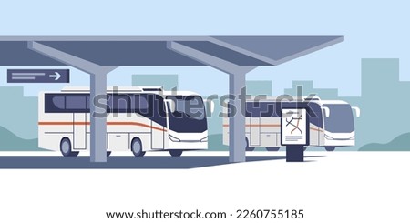 Intercity bus station.Waiting terminal for passenger carriage.  Vector illustration.