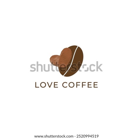 ILLUSTRATION LOVE COFFEE BEAN LOGO DESIGN TEMPLATE VECTOR GOOD FOR COFFEE SHOP, BRAND COFFEE