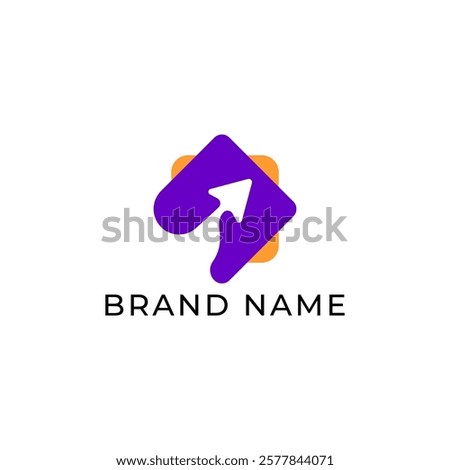 ILLUSTRATION ABSTRACT SQUARE ARROW UP BUSINESS FLAT LOGO ICON PURPLE COLOR TEMPLATE DESIGN ELEMENT VECTOR