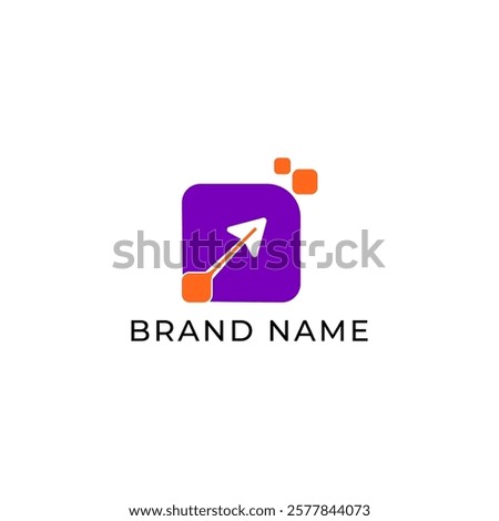 ILLUSTRATION ABSTRACT SQUARE ARROW UP BUSINESS FLAT LOGO ICON PURPLE COLOR TEMPLATE DESIGN ELEMENT VECTOR