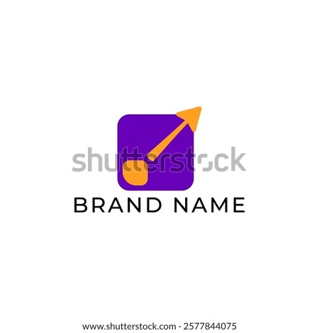 ILLUSTRATION ABSTRACT SQUARE ARROW UP BUSINESS FLAT LOGO ICON PURPLE COLOR TEMPLATE DESIGN ELEMENT VECTOR