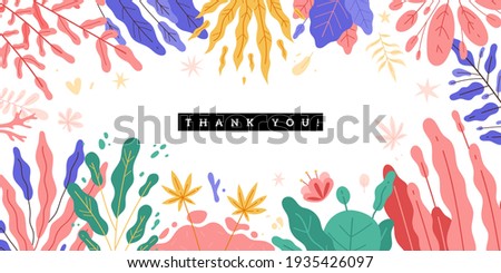 Trendy plants frame. Spring design background, color magic flowers, tropical abstract forest, decorative beautiful garden. Vector concept