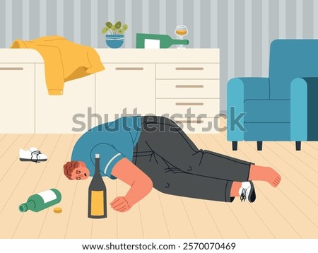 Similar – Image, Stock Photo Drunk man lying on messy cloth with smashed cake