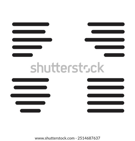 Editable align icon vector logo illustration design, left, center, justify, right align