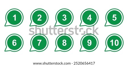 Bullet number Point Flat Circle, Number From 1 to 10 Vector