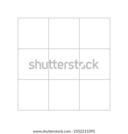 Vector isolated 3x3 light pale barely noticeable gray grid with square cells template stencil colorless black and white contour line easy drawing