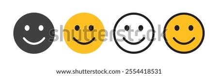 Happy emoji set vector icon. Face smile icon positive. Simple flat shape happy emotion. fill and outline style