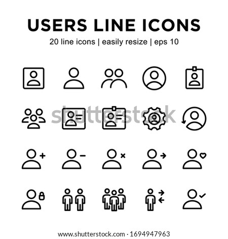 simple set of user line icons, contains icons such as add user, subtract user, group and others.