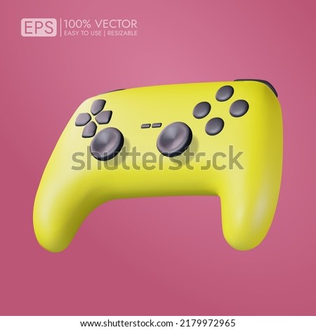 Realistic 3d game stick, vector shape rendering for game product presentation display