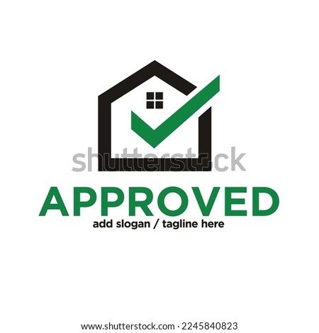 house or home with check list or check mark for approved.