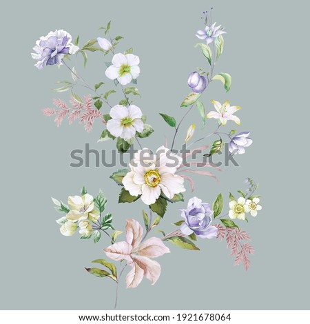 Similar – Image, Stock Photo Branch of a white flowering fruit tree against a dark blue background