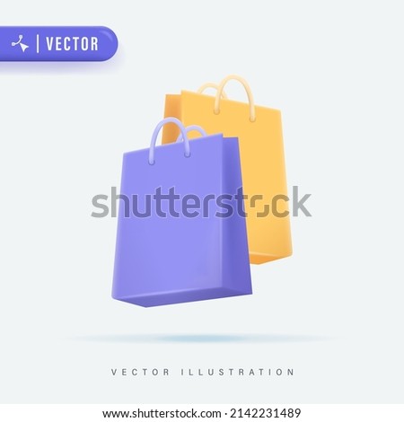 Realistic 3D Shopping Bag Vector Illustration. Shopping Bag Logo Icon and Symbol. Sale Concept Design.
