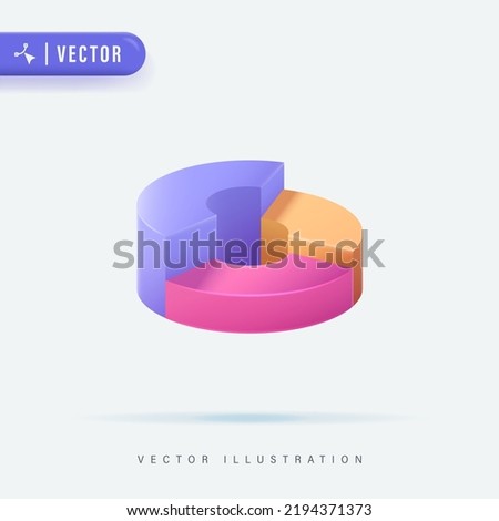 3D Realistic Donut Chart  Infographic Vector Illustration. Pie chart sometric 