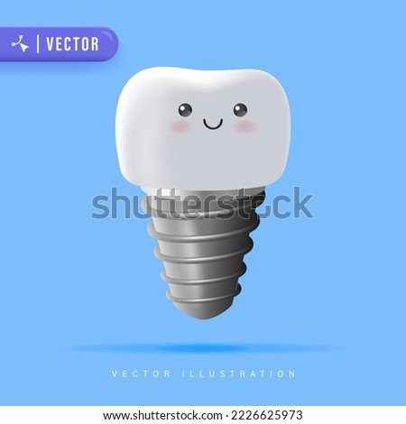 Dental Implant Vector Illustration. Orthopedic Treatment Modern Method. Vector Stomatological Illustration Isolated on Blue.  Stockfoto © 