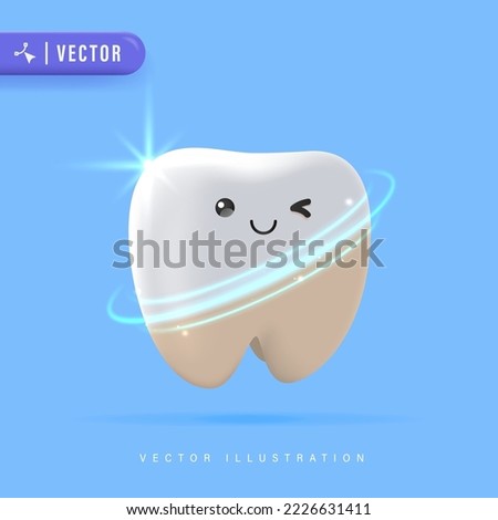 Teeth Whitening 3D Concept Vector Illustration. Dental Veneers. Tooth Beauty Treatment. 