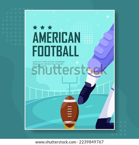 American Football Illustration Poster with Rugby Player. 