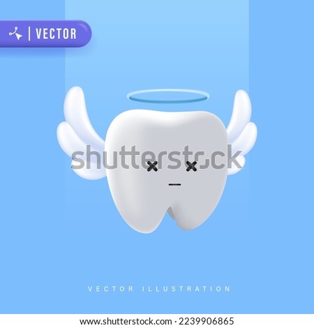 Funny Cute Cartoon Missing Tooth. Dental Care Concept. Illustration Isolated on Blue Background. Tooth Extraction Concept