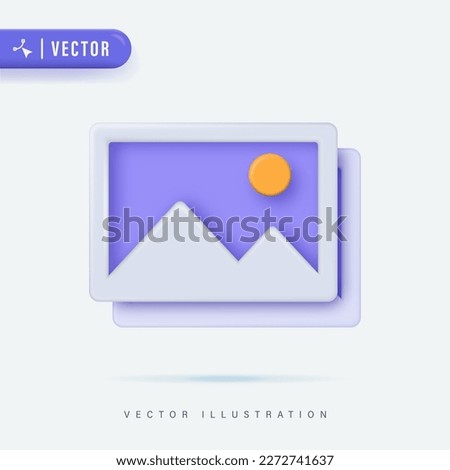 Image Icon with Mountain and Sun Landscape Vector Illustration.