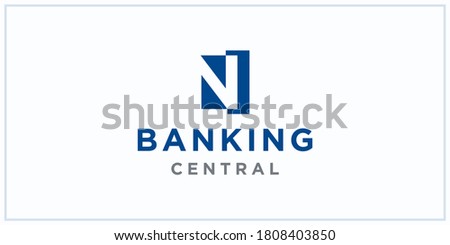 N negative squared space. banking center logo