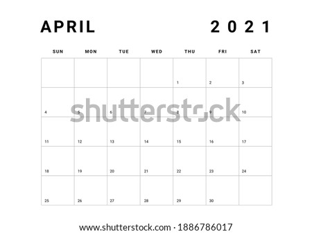 2021 Minimalist Black and White Calendar, Sunday Start Printable Calendar, Plain calendar, Monthly Planner, Calendar Landscape 商業照片 © 